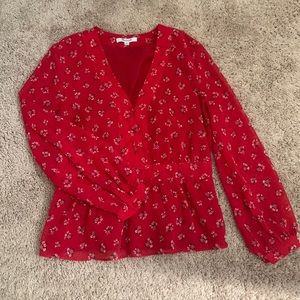 Madewell Red Floral Blouse